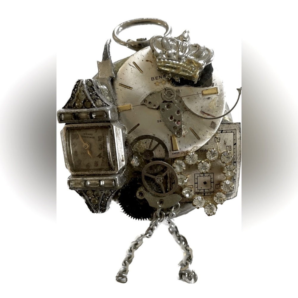 💕 Vintage Steampunk pendant watch, silver plated gears pocket watch move…